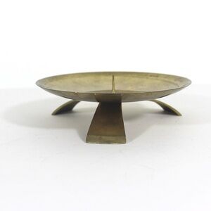 MCM Brass Large Pillar Candle Holder, Mid Century Modern Short, Wide Candle